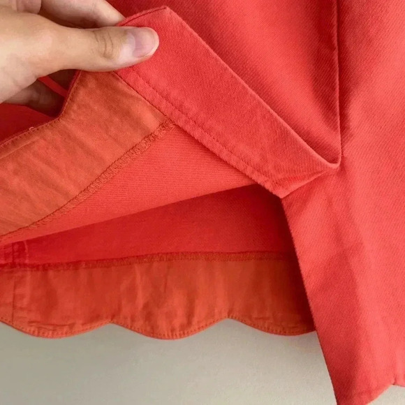 J. By J. Crew Coral/Salmon Solid Pencil Skirt with Scalloped Hem, Size 4 - Picture 15 of 16